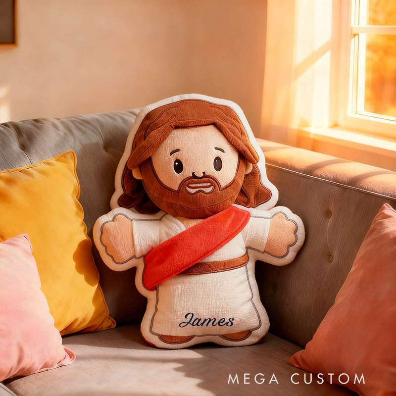 Personalized Jesus Pillow with Custom Name Home Decor Religious Gift Faith Gift for Christians