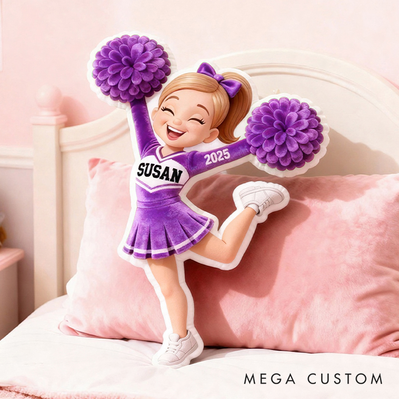 Personalized Graphic3DPrint Cheerleading Spirit Pillow with Custom Name and Year for Cheer Fans and Athletes