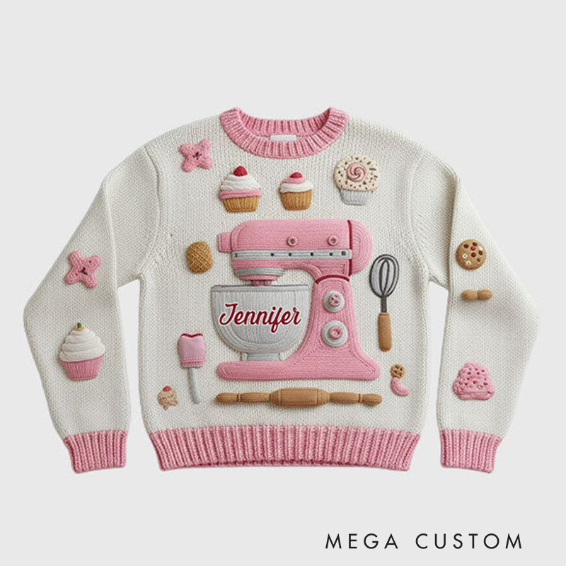 Personalized Baking Is My Love Ugly Christmas Sweater Baking Ugly Christmas Sweater for Kids Adult
