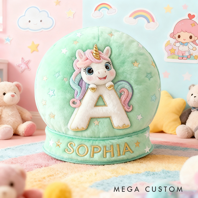 Personalized Initial Letter Shape Custom Name Soft Decorative Gift Magical Princess Style Cozy Girls Room Dream Purple Graphic 3D Print Pillow