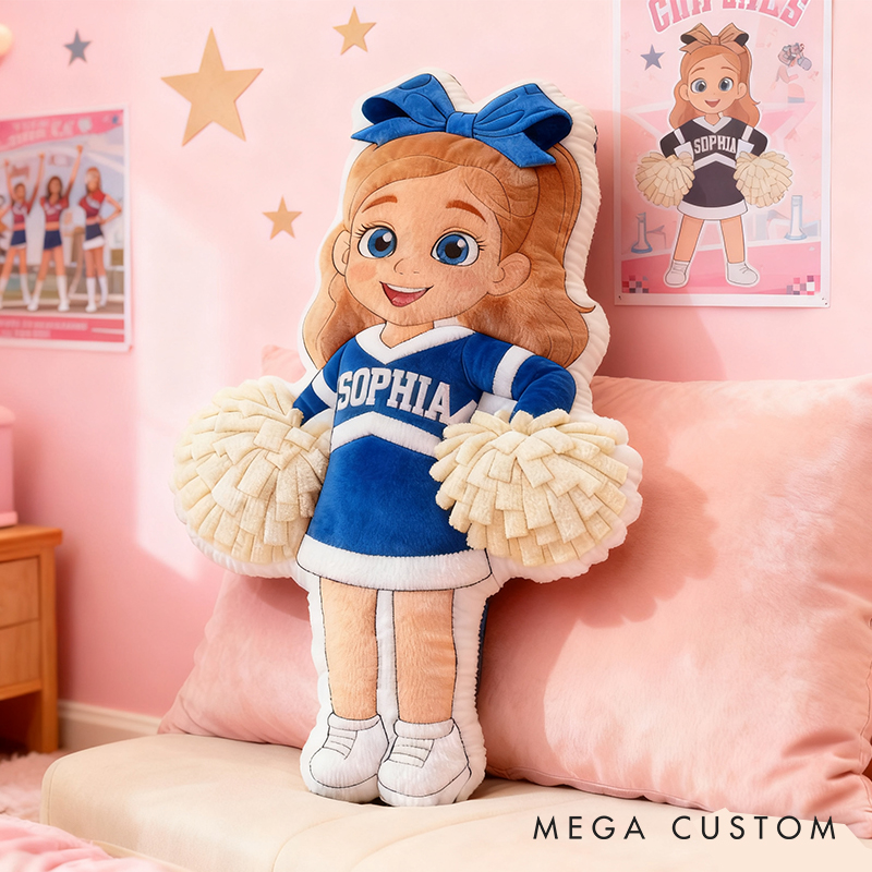 Personalized Graphic3DPrint Cheerleader Pillow with Custom Name and Outfit Design for Kids and Fans