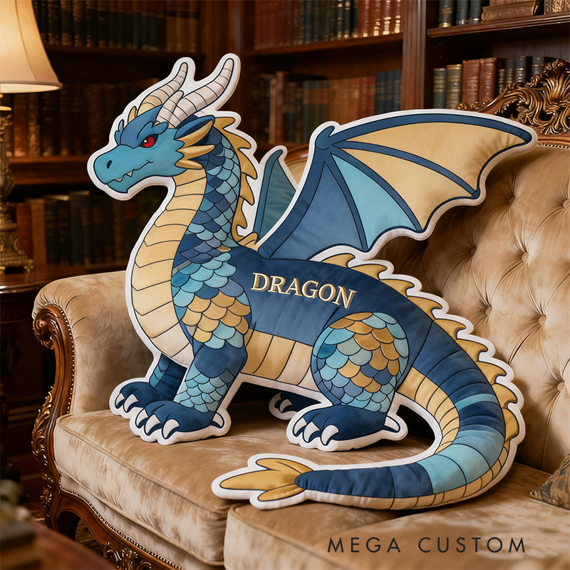 Personalized Red Dragon Fire Custom Name Soft Decorative Gift Fantasy Creature Style Cozy Bedroom Brave Power Mystic Adventure Magic Graphic 3D Print Pillow