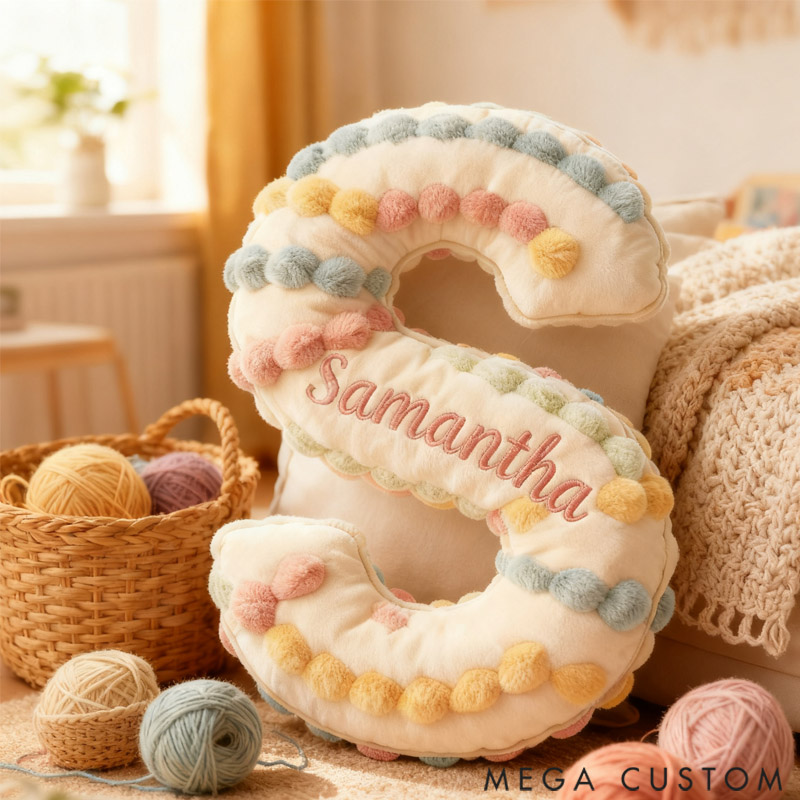 Personalized Yarn Ball Knitting Pillow Graphic 3D Print Knitting Letter with Custom Name Gift for Knitting Lovers