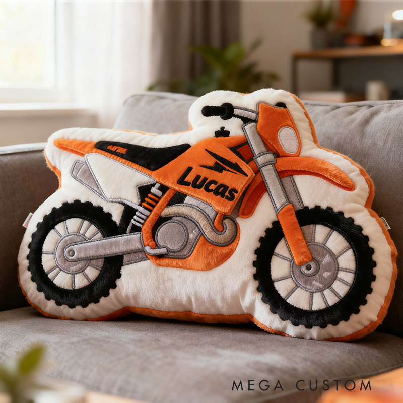 Personalized Motorcycle Pillow Custom Name 3D Graphic Print Cushion Gift for Bikers and Motorcycle Fans