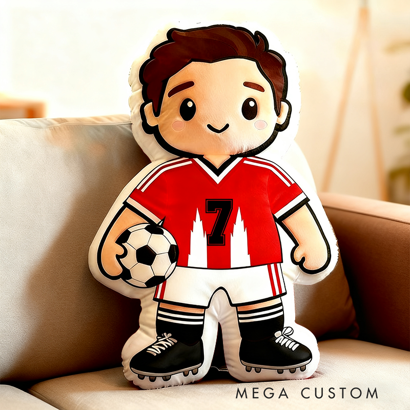 Personalized Soccer Player Pillow with Custom Jersey Number
