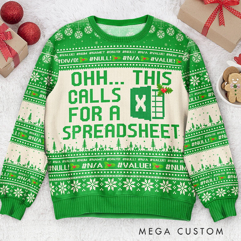 Personalized This Calls for a Spreadsheet Ugly Sweater Funny Ugly for Coworkers Boss Ugly Sweater