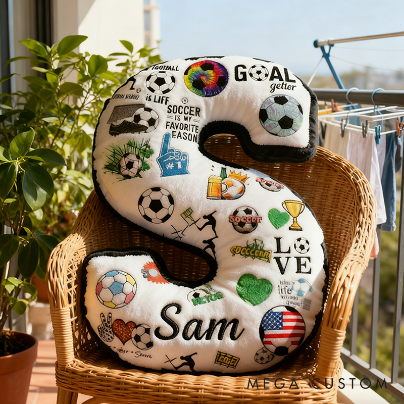Personalized Soccer Themed Letter with Your Initial and Name for Soccer Enthusiasts