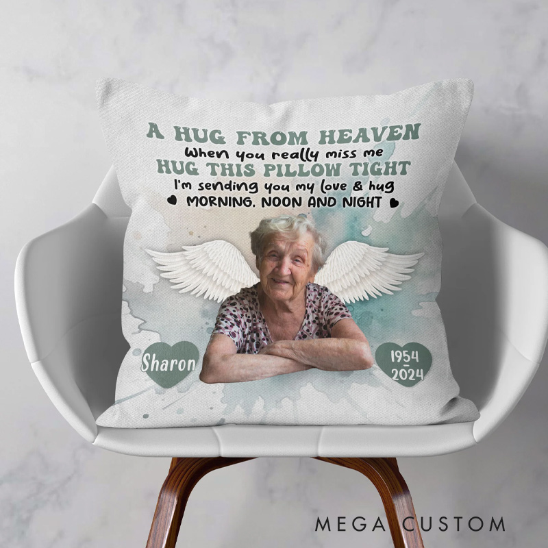Personalized Memorial Pillow When You Miss Me Hug This Pillow Tight Memorial Gift Custom Photo Memory Pillow