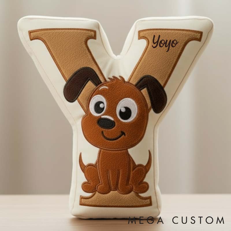 Personalized Dog Lover Letter Pillow with Dog Custom Name Design  Graphic 3D Print