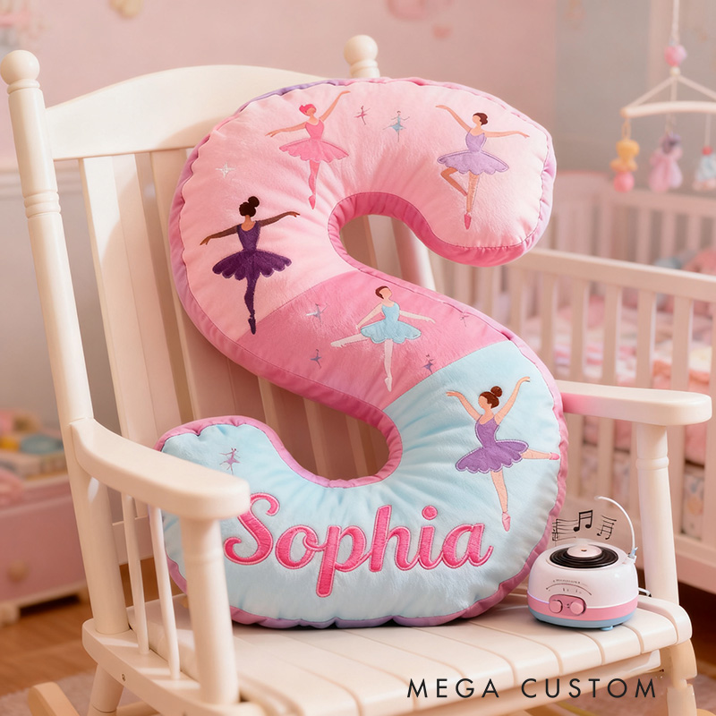 Personalized Graphic 3D Print Ballet Dancer Pillow With Your Own Name Soft Stuffed Toy for Kids Unique Decorative Cushion for Girls' Room