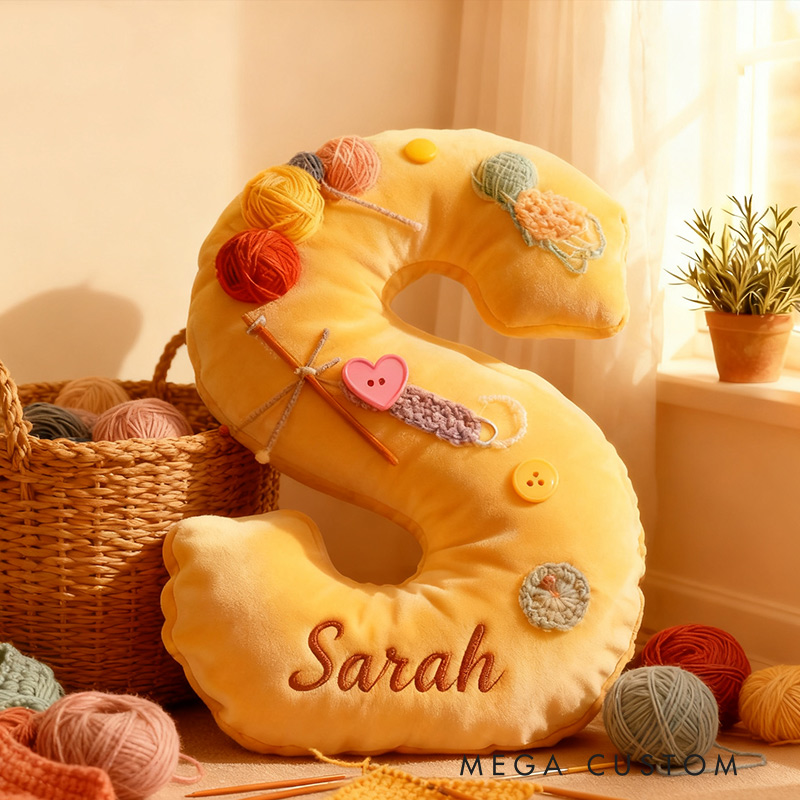 Personalized Funny Pillow Christmas Graphic 3D Print Yarn Letter Customized Name Gift for Knitting Lovers