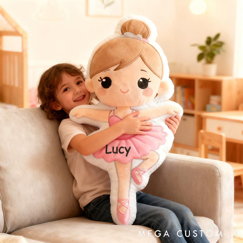Personalized Ballet Dancers Pillow with Your Own Name Hair Color Soft Stuffed Toy for Kids Unique Decorative Cushion for Girls' Room and Dance Studio