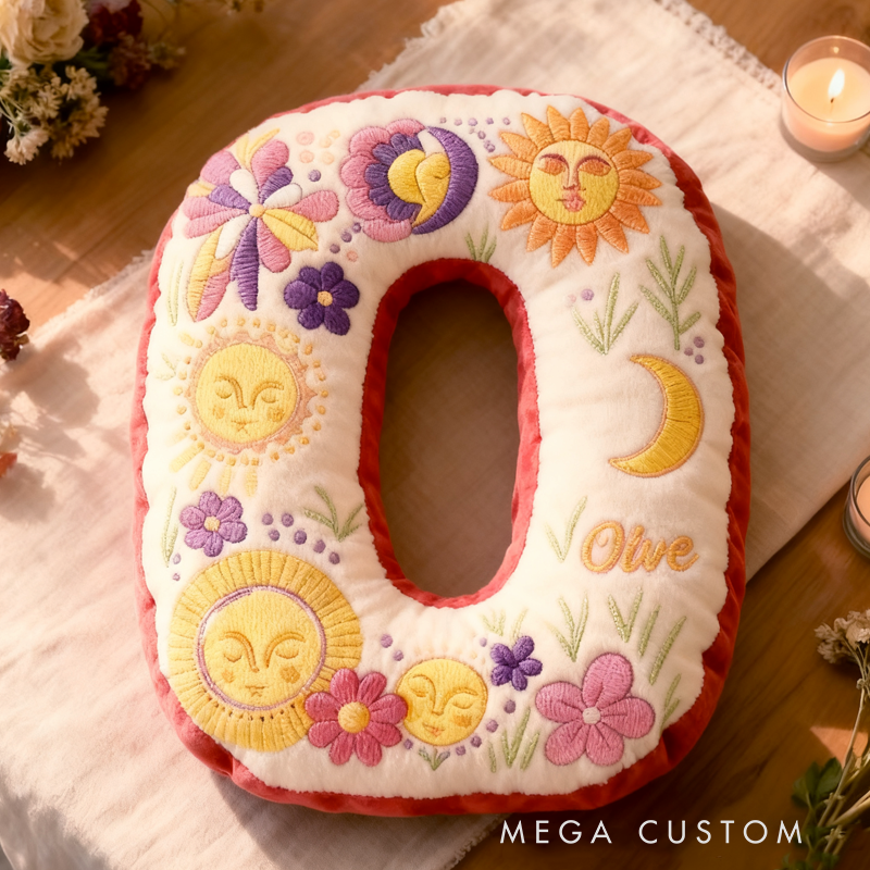 Personalized Cute Floral Letters Initials with Name Graphic 3D Print Pillow Christmas Gift for Kids
