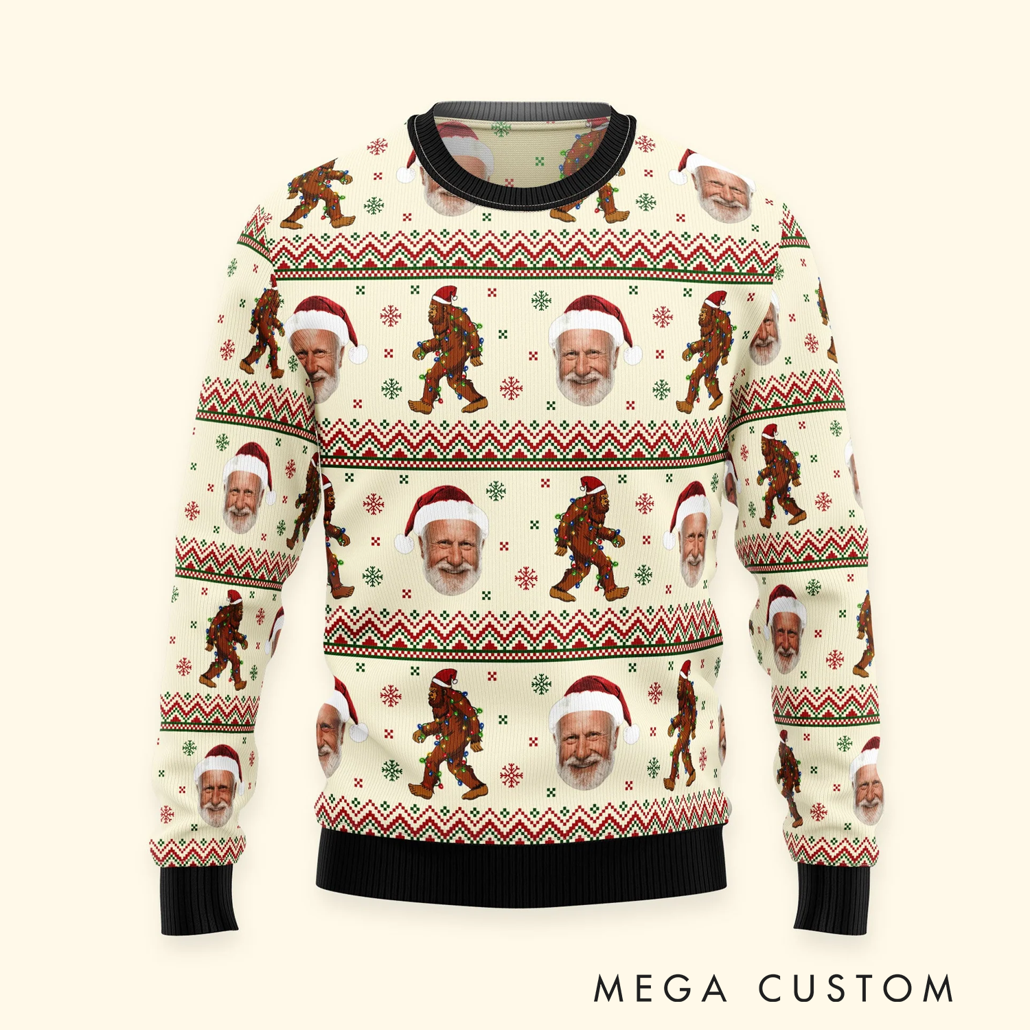 Personalized Bigfoot Custom Photo Ugly Sweater Christmas Sweater for Outdoor Adventures Enthusiasts