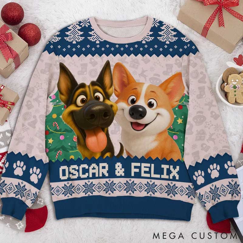 Personalized Dog Lover Santa is Coming Christmas Ugly Sweatshirt