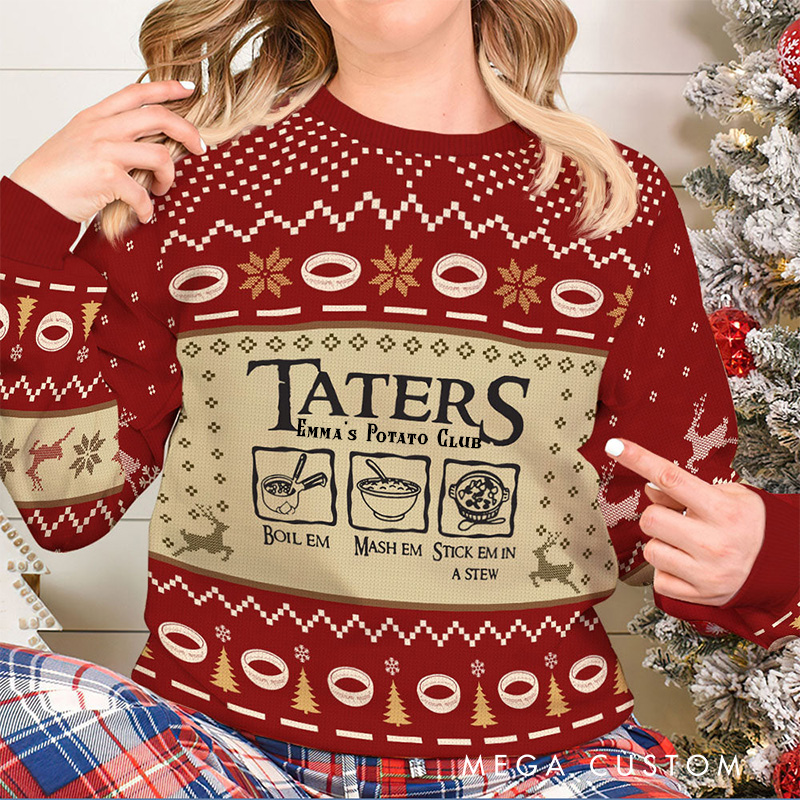 Personalized Potato Club Christmas Ugly Sweater Movie Christmas Sweater Film Fan Family Sweater