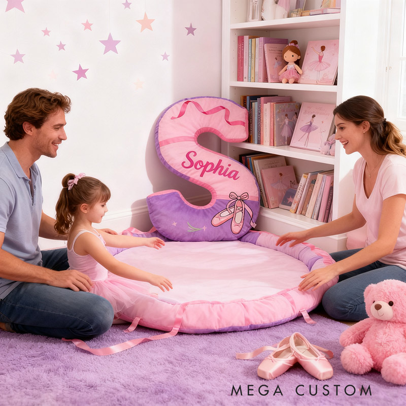 Personalized Ballet Shoes Pillow With Your Own Name Soft Stuffed Toy for Kids Unique Decorative Cushion for Girls' Room