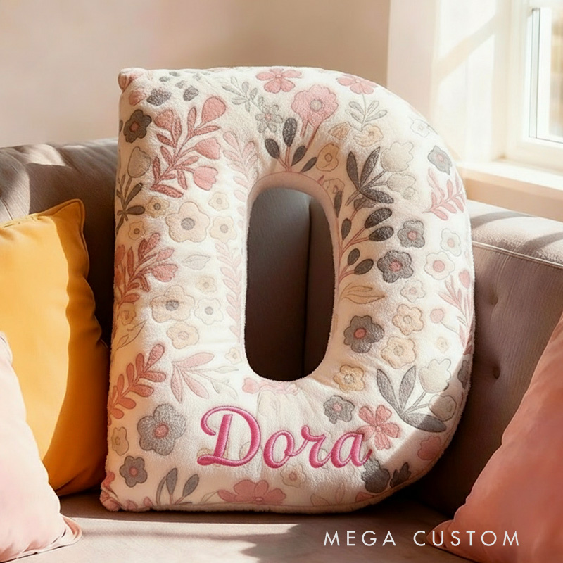 Personalized Floral Letter Pillow with Name Graphic 3D Print Custom Double Sided Pillow Gift for Kids Gardening Lovers Gift