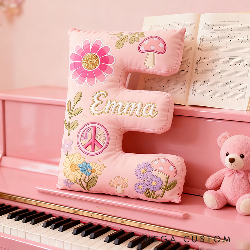 Personalized Colorful 26 Letters Cute Pillow Beautiful Hippie Letter Custom Hippie Pillow for Kids