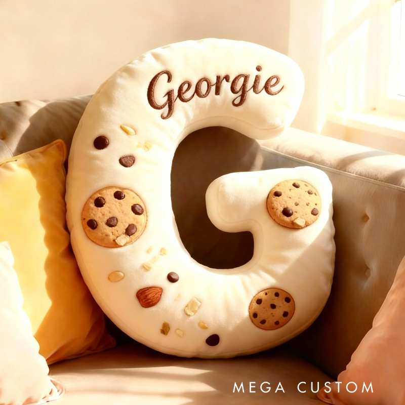 Personalized Cookie Letter Pillow Graphic 3D Print Kids Throw Pillow with Custom Name for Kids Baker Baking Lover