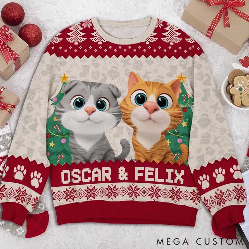 Personalized Cat Lover Santa is Coming to Cats Ugly Sweatshirt
