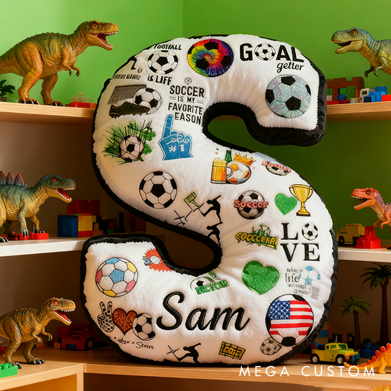 Personalized Soccer Themed Letter with Your Initial and Name for Soccer Enthusiasts