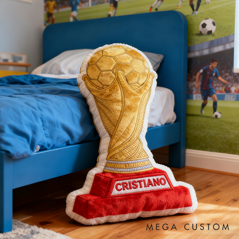 Personalized Graphic3DPrint Soccer Golden Trophy Pillow with Custom Name for Champions Graphic 3D Print