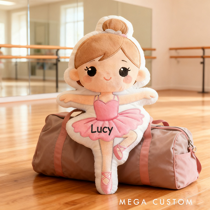 Personalized Ballet Dancers Pillow with Your Own Name Hair Color Soft Stuffed Toy for Kids Unique Decorative Cushion for Girls' Room and Dance Studio
