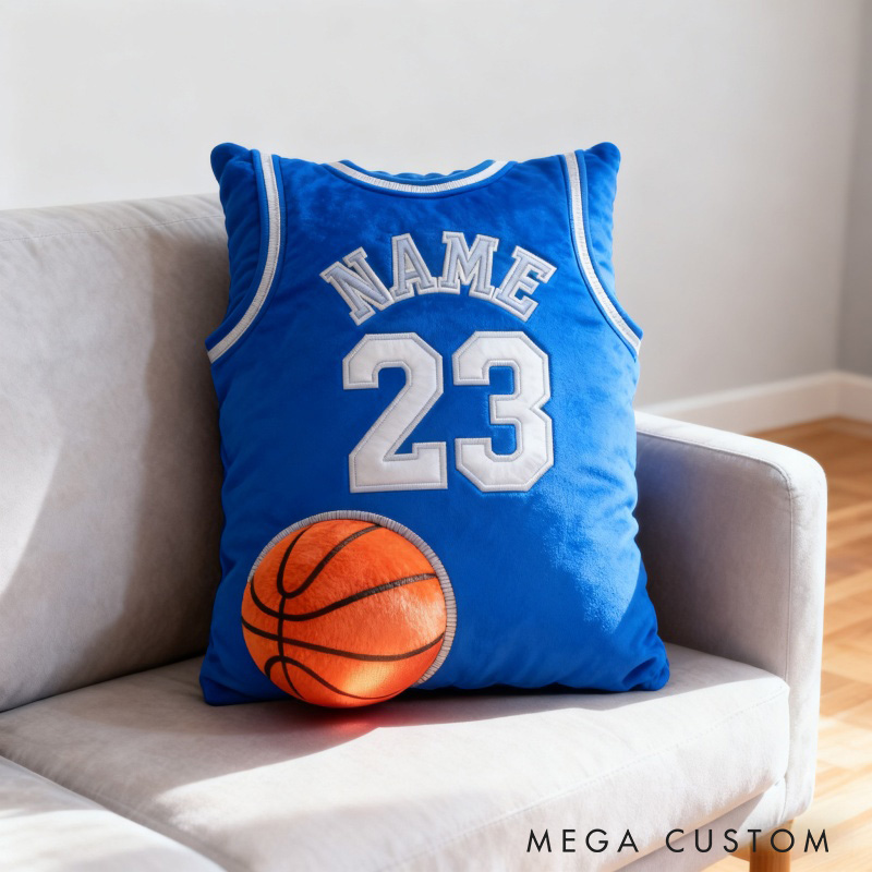 Personalized Graphic3DPrint Basketball Jersey Pillow with Custom Name and Number for Fans