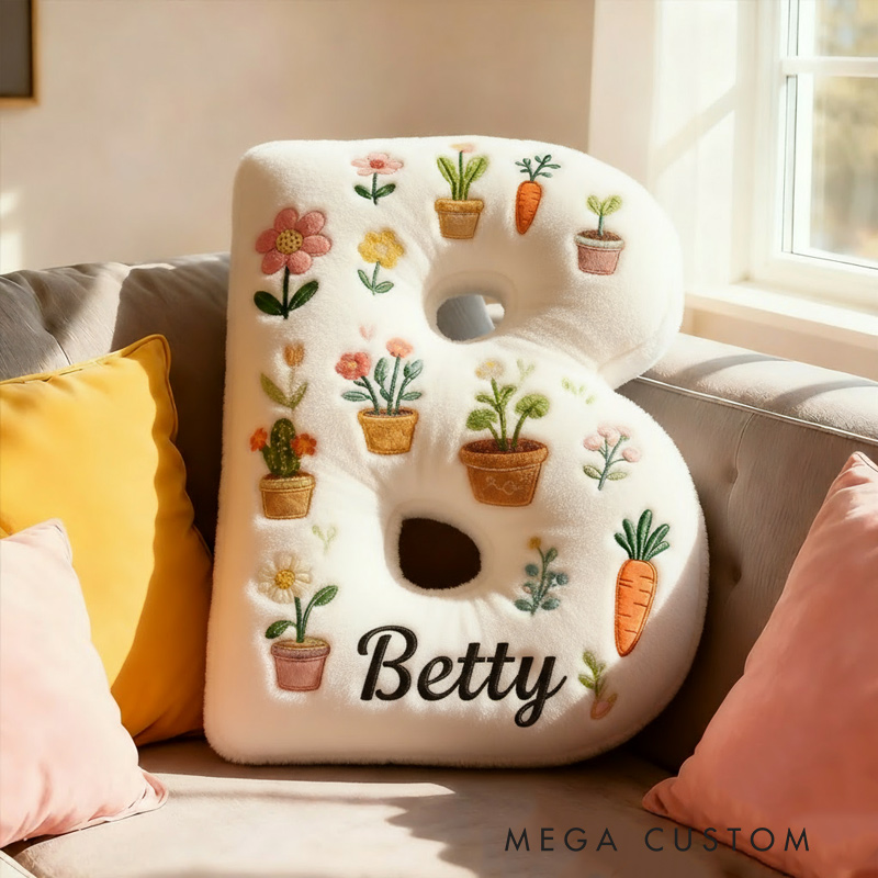 Personalized Plants Letter Pillow Graphic 3D Print Pillow Custom Name Design Pillow for Kids Family