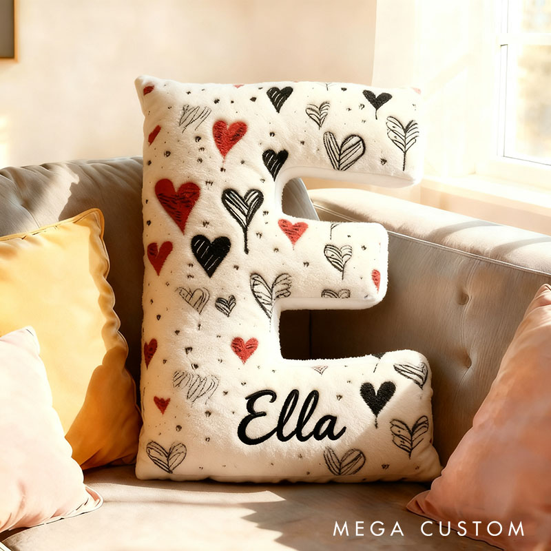 Personalized Girlfriend Letter Pillow Custom Wife Initials Cushion with Name Valentine's Day Pillow for Husband Wife Christmas Gift for Him Her