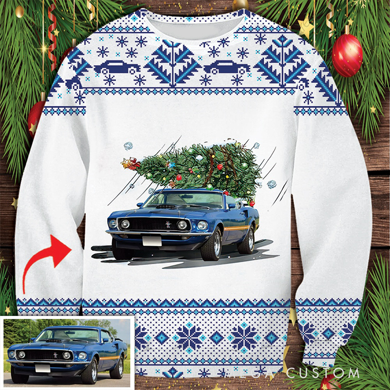 Personalized Christmas Ugly Sweater Racing Car Design Sweater Gift for Racers and Racing Lovers