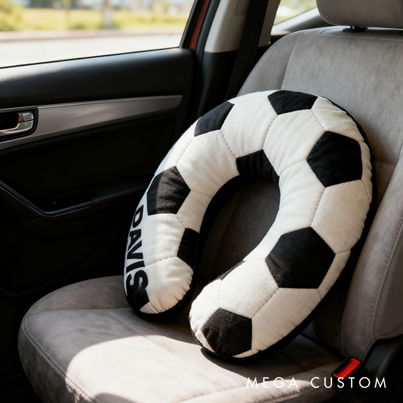 Personalized Soccer U-Shaped Pillow with Custom Name for Soccer Fans