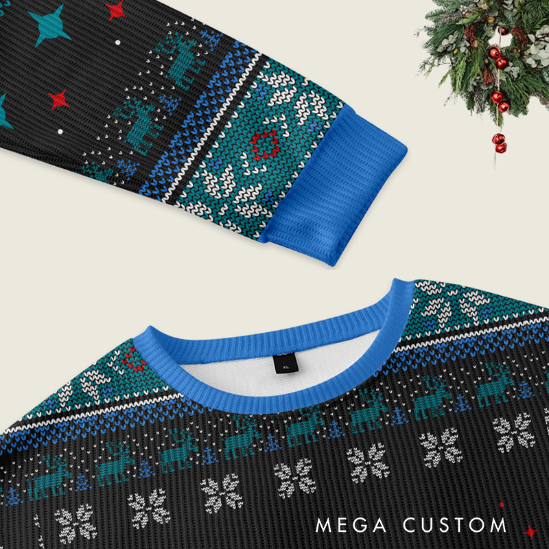 Personalized Firefighter Christmas Sweater Fire Truck with Ladder Design Sweatshirt Gift for Firefighters