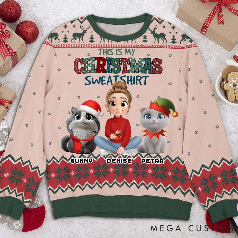 Personalized Cat Lover My Christmas Sweatshirt Christmas Ugly Sweater