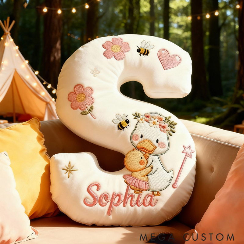 Personalized Graphic 3D Duck Mama and Baby with Magic Wand Pillow for Family Members