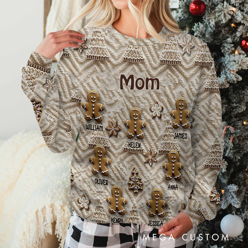 Personalized Grandma's Gingerbreads Ugly Sweater Baking Ugly Christmas Sweater for Kids Grandma Mom Adult