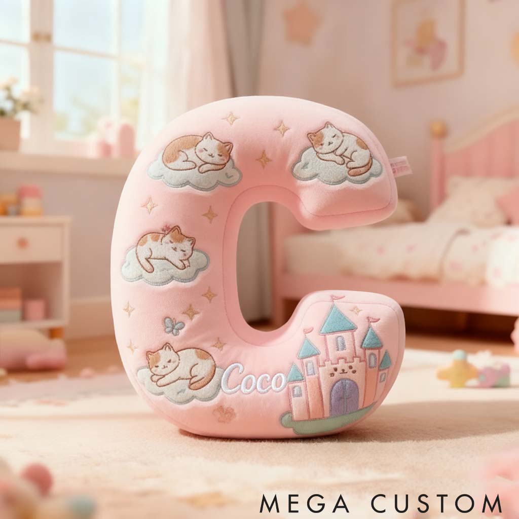 Personalized Cat Lover Pink Cats Letter Pillow Graphic 3D Print Pillow