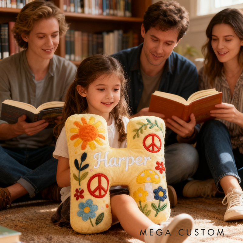 Personalized Colorful 26 Letters Cute Graphic 3D Print Pillow Beautiful Hippie Letter Custom Hippie Pillow for Kids