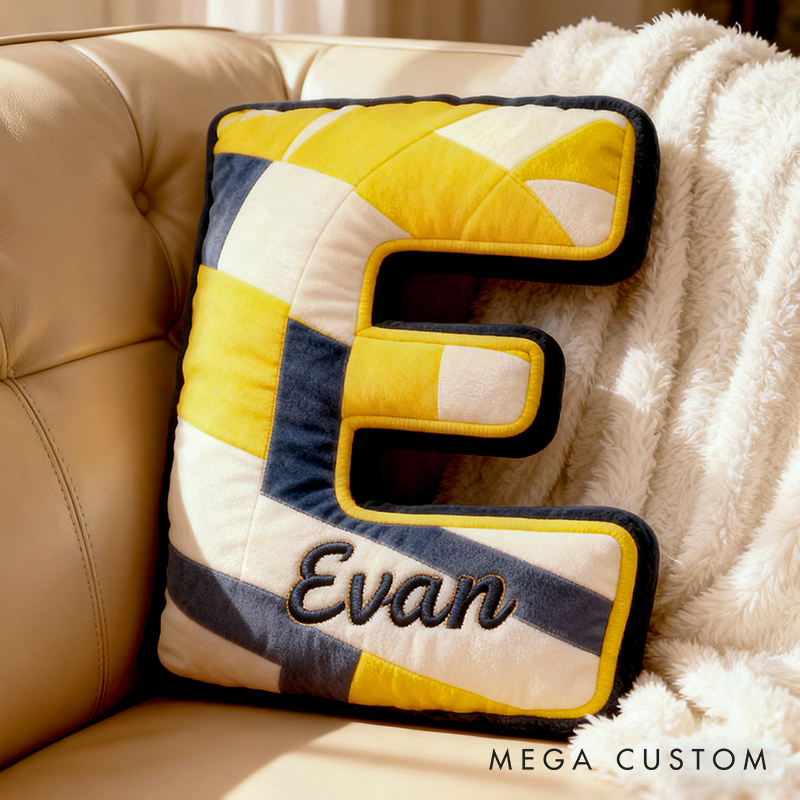 Personalized Volleyball Letter Shaped Pillow with Custom Name and Bold Design for Sports Fans
