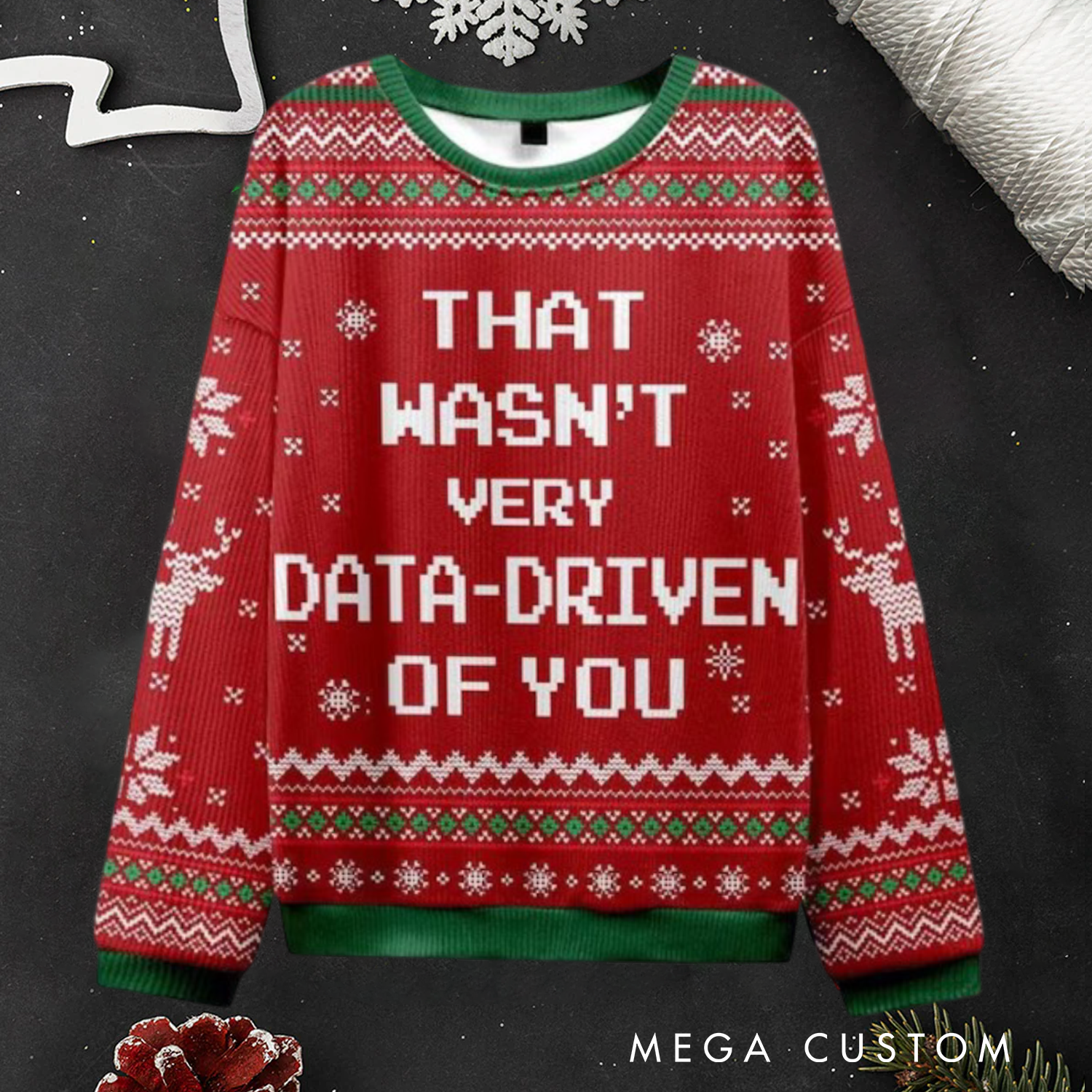 Personalized Data Technology Enthusiasts Ugly Sweater Data-Driven Humor Ugly Christmas Sweater for Geek Nerd