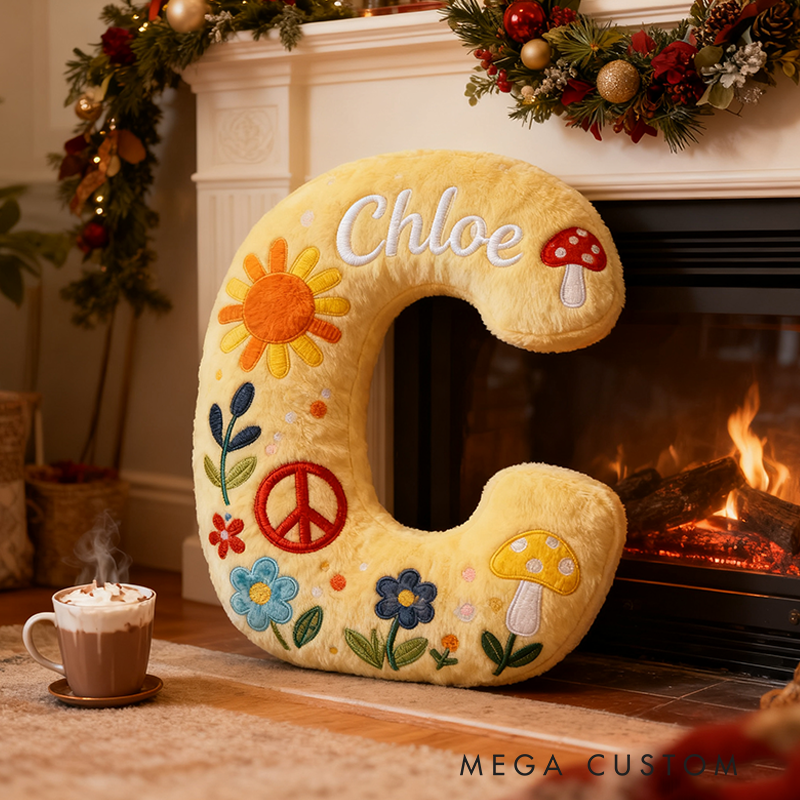 Personalized Colorful 26 Letters Cute Graphic 3D Print Pillow Beautiful Hippie Letter Custom Hippie Pillow for Kids