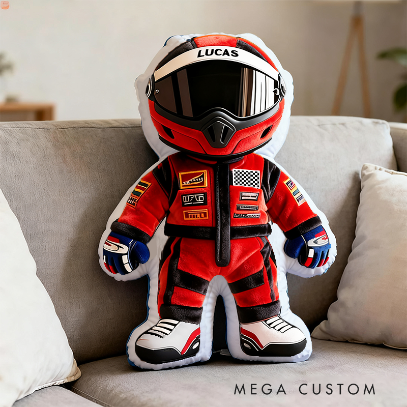 Personalized Racer Throw Pillow Custom Name Graphic 3D Print Design Cushion Gift for Racers and Racing Lovers