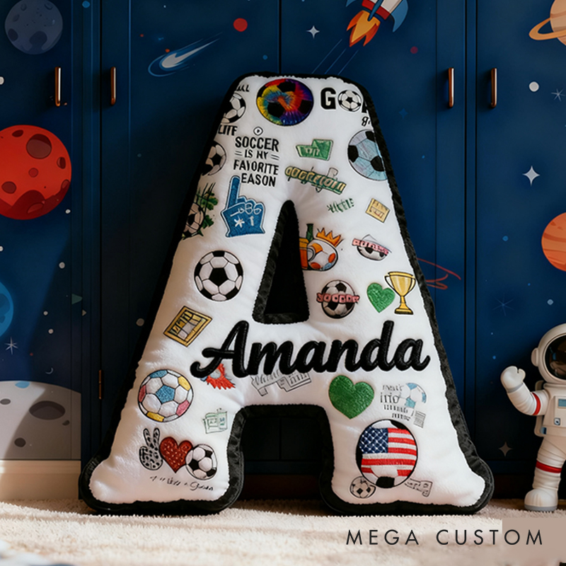 Personalized Soccer Themed Letter with Your Initial and Name for Soccer Enthusiasts