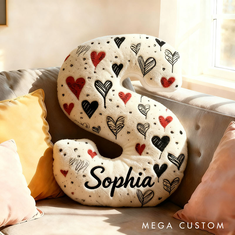 Personalized Girlfriend Letter Pillow Custom Wife Initials Cushion with Name Valentine's Day Pillow for Husband Wife Christmas Gift for Him Her