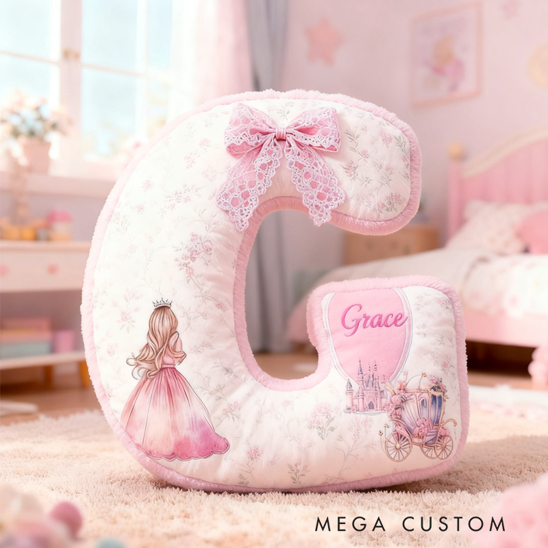 Personalized Pink Dream Fairy Tale Princess with Name Graphic 3D Print Pillow Christmas Gift for Kids