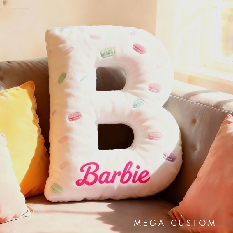 Personalized Macaron Alphabet Throw Pillow Graphic 3D Print Letter and Numbers Pillow with Name for Kids Baker Birthday Gift