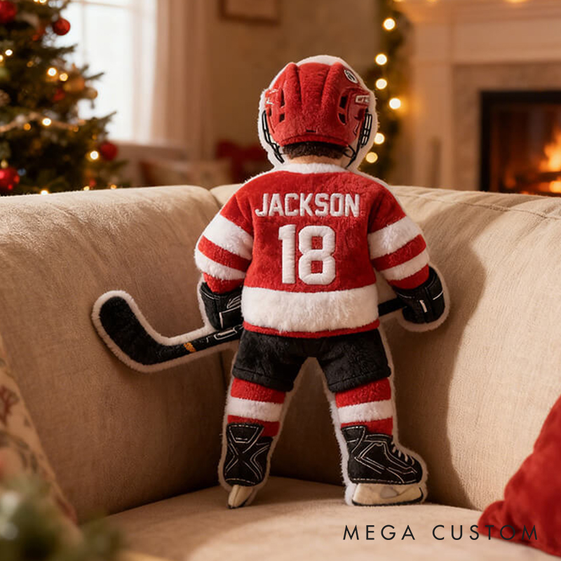 Personalized Graphic3DPrint Ice Hockey Player Pillow with Custom Name and Number Graphic 3D Print