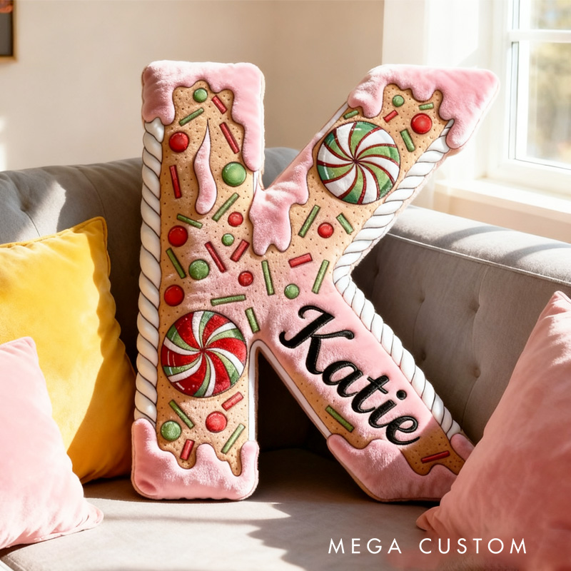 Personalized Cake Alphabet Throw Pillow Graphic 3D Print Letter Pillow Custom Kids Cookie Pillow with Name for Kids Birthday Gift