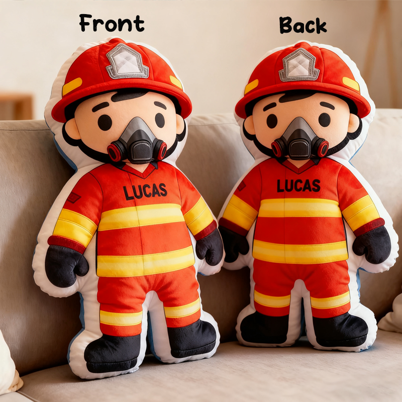 Personalized Cute Firefighter Pillow with Custom Name and Number Graphic 3D Print Pillow